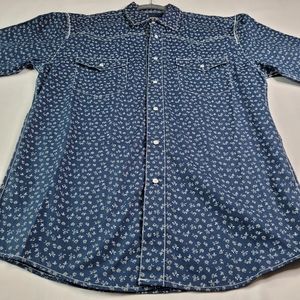 Red river outfitters mens long-sleeved  western shirt size large dark bl…